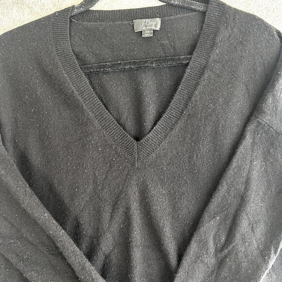 J Crew Women's XS Black 100% Cashmere V-neck Sweater Old Money - Picture 2 of 9